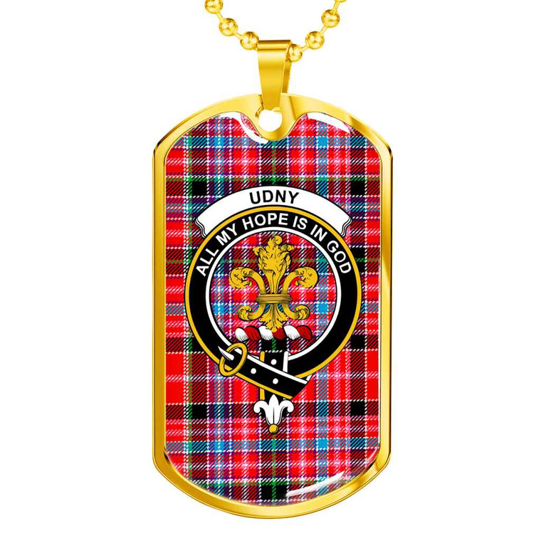 Scottish Udny Clan Crest Tartan Military Dog Tag Necklace Tartan Blether 2