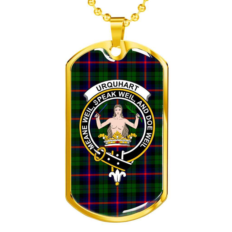 Scottish Urquhart Clan Crest Tartan Military Dog Tag Necklace Tartan Blether 2