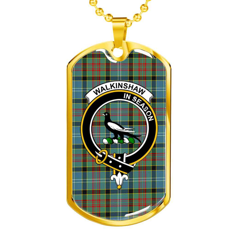 Scottish Walkinshaw Clan Crest Tartan Military Dog Tag Necklace Tartan Blether 2