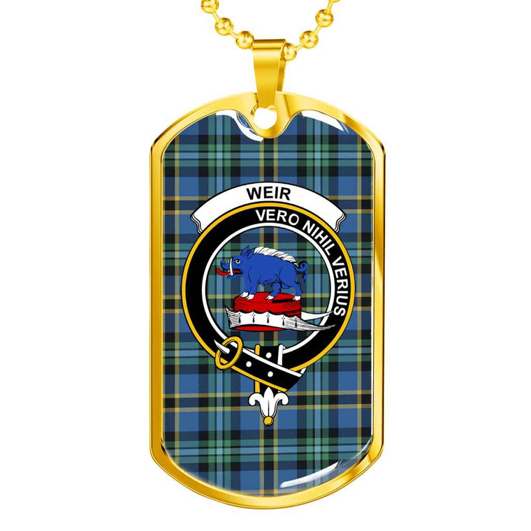 Scottish Weir Clan Crest Tartan Military Dog Tag Necklace Tartan Blether 2