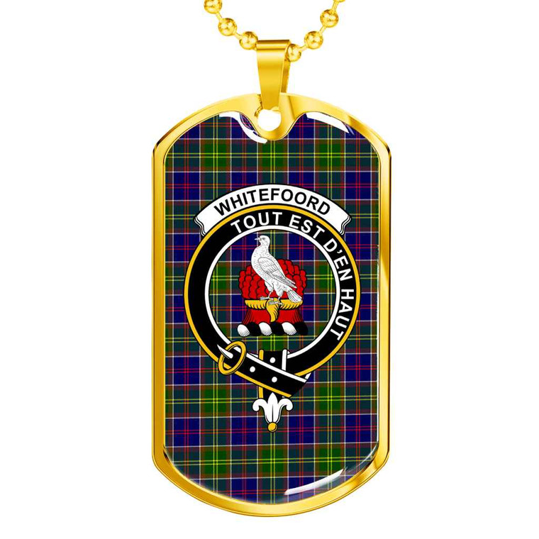 Scottish Whiteford Clan Crest Tartan Military Dog Tag Necklace Tartan Blether 2