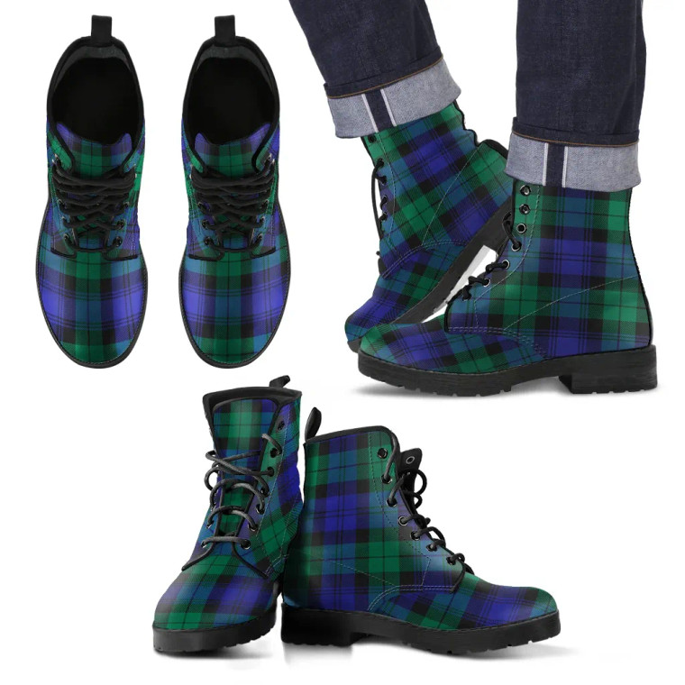 Scottish Blackwatch Modern Clan Tartan Leather Boots