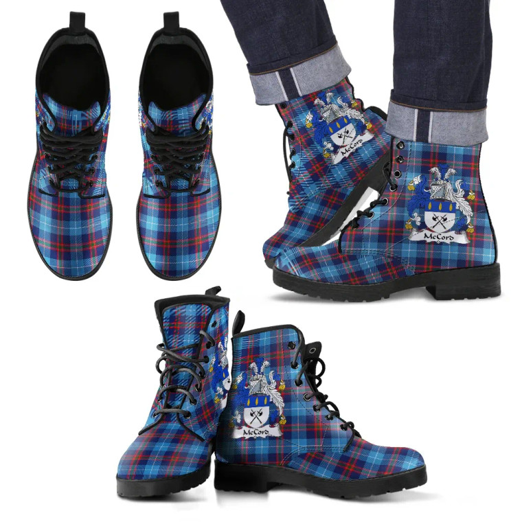 Scottish McCord Clan Crest Tartan Leather Boots