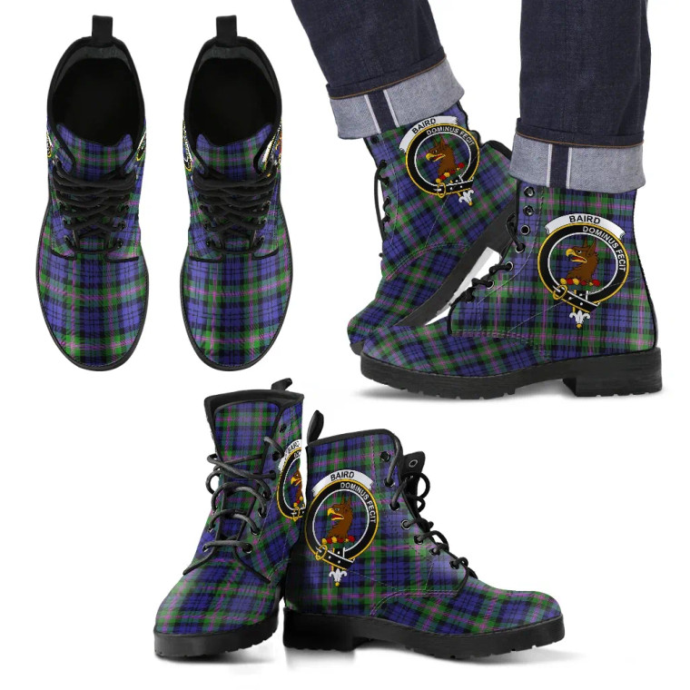 Scottish Baird Modern Clan Crest Tartan Leather Boots