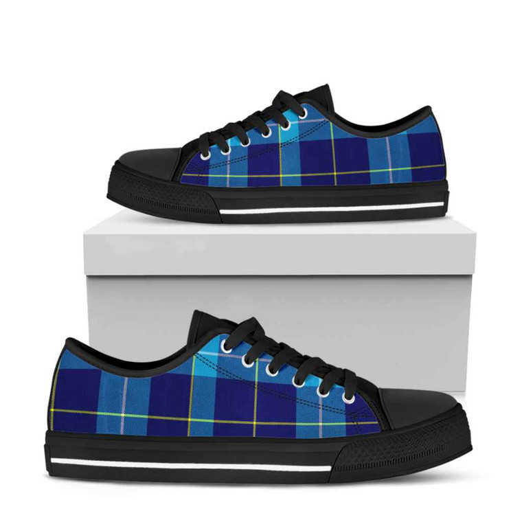 Scottish McKerrell Clan Tartan Low Top Shoes Black Sole Tartan Blether