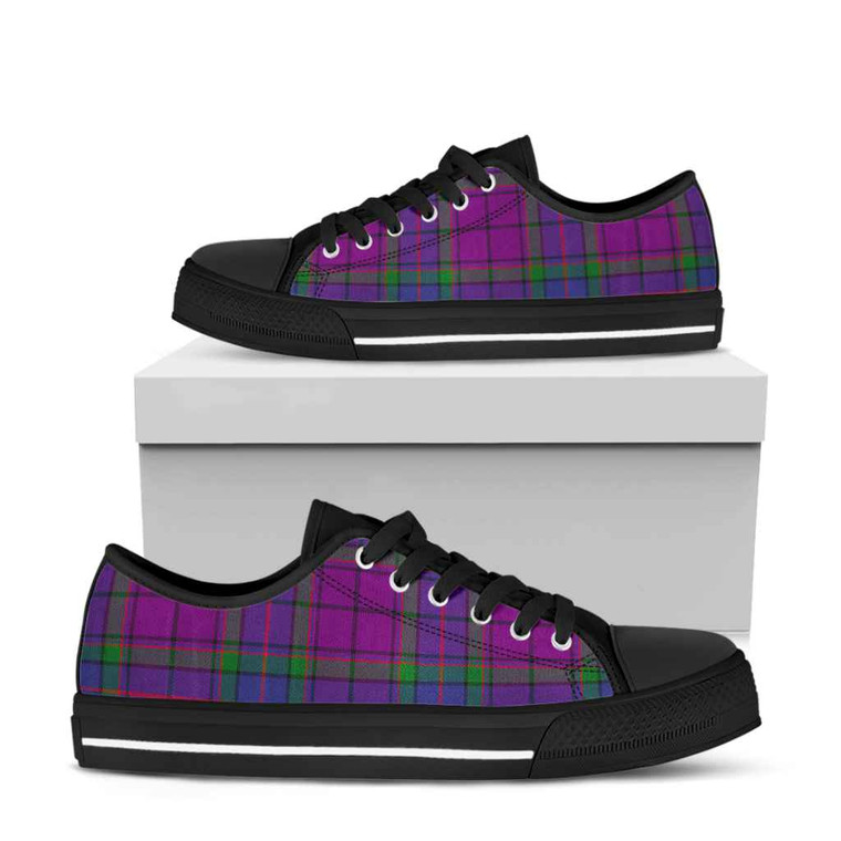 Scottish Wardlaw Modern Clan Tartan Low Top Shoes Black Sole Tartan Blether