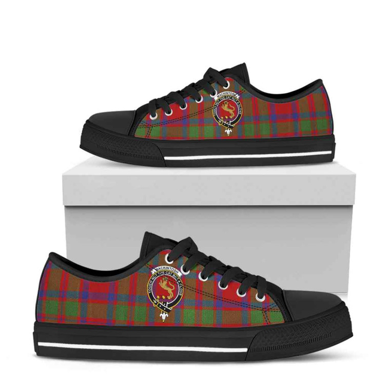 Scottish MacKintosh Clan Crest Tartan Low Top Shoes Black Sole Tartan Blether