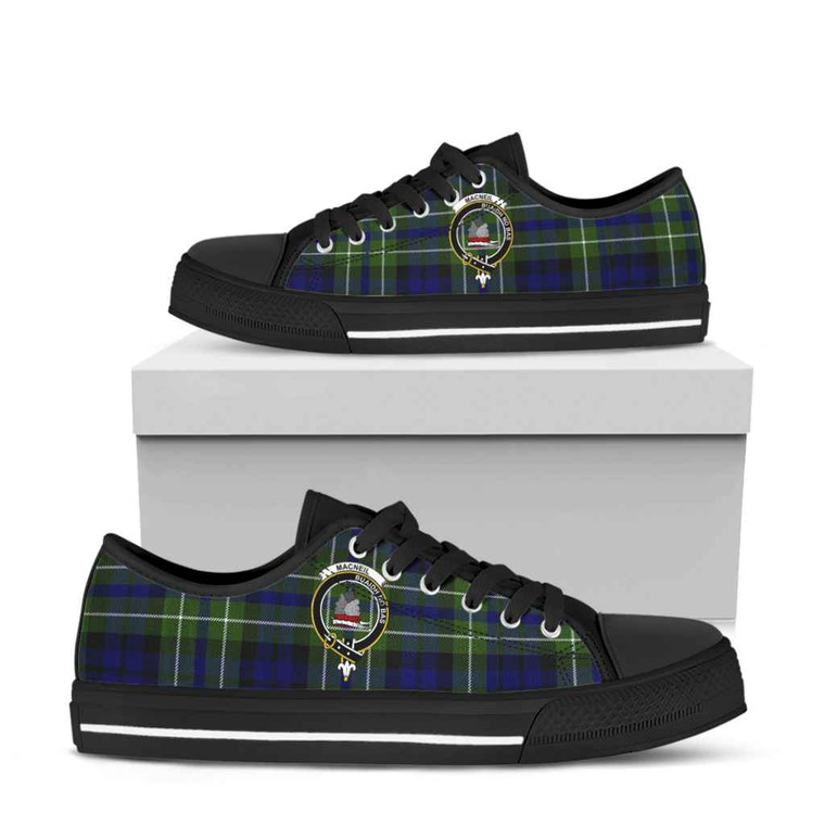 Scottish MacNeil of Colonsay Clan Crest Tartan Low Top Shoes Black Sole Tartan Blether