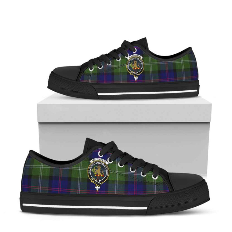 Scottish MacThomas Clan Crest Tartan Low Top Shoes Black Sole Tartan Blether