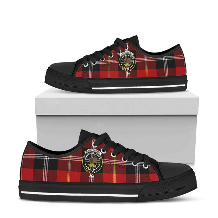 Scottish Marjoribanks Clan Crest Tartan Low Top Shoes Black Sole Tartan Blether