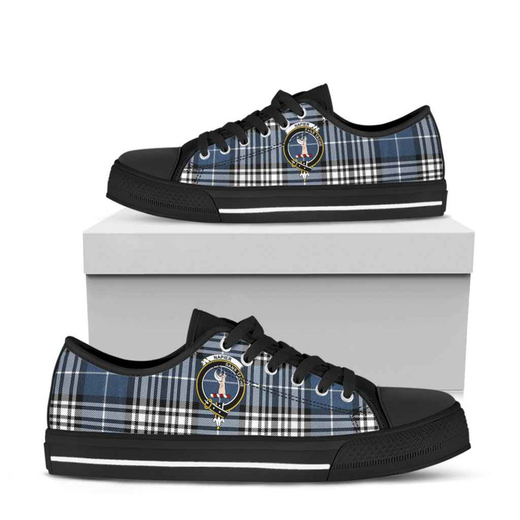 Scottish Napier Clan Crest Tartan Low Top Shoes Black Sole Tartan Blether