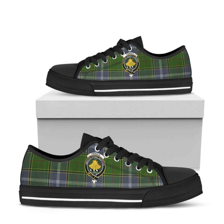 Scottish Pringle Clan Crest Tartan Low Top Shoes Black Sole Tartan Blether