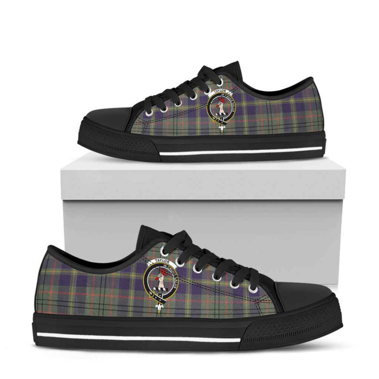 Scottish Taylor Clan Crest Tartan Low Top Shoes Black Sole Tartan Blether