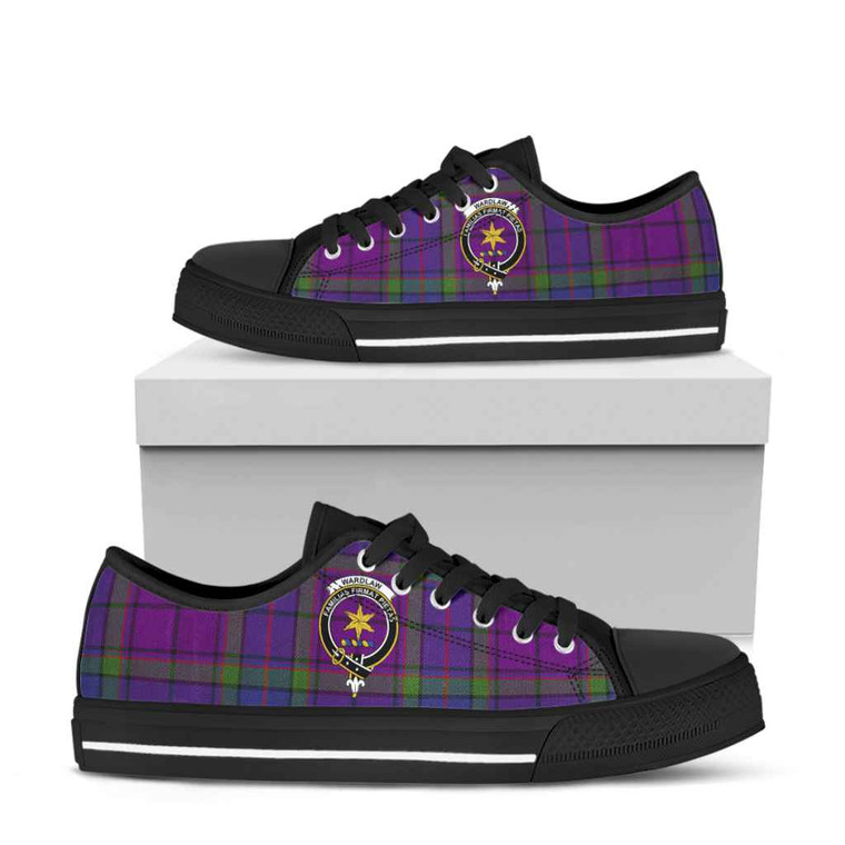 Scottish Wardlaw Clan Crest Tartan Low Top Shoes Black Sole Tartan Blether
