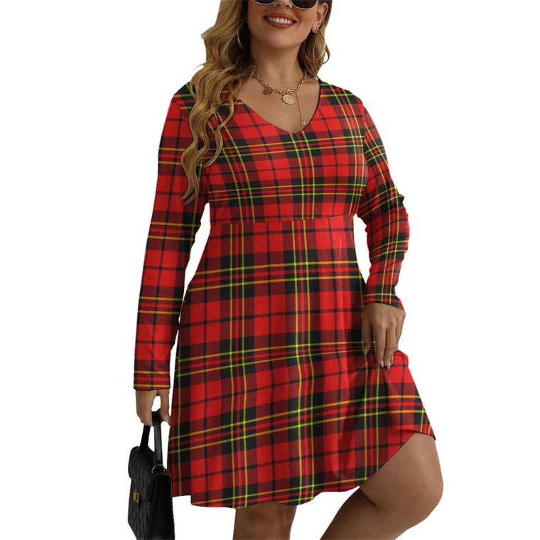 Scottish Brodie Modern Clan Tartan Women V-neck Long Sleeve Dress Tartan Blether 1