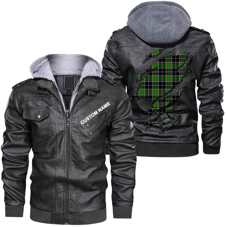 Scottish Webster Clan Tartan Faux Leather Jacket Custom Personalized - Scratch Style Tartan Blether 1