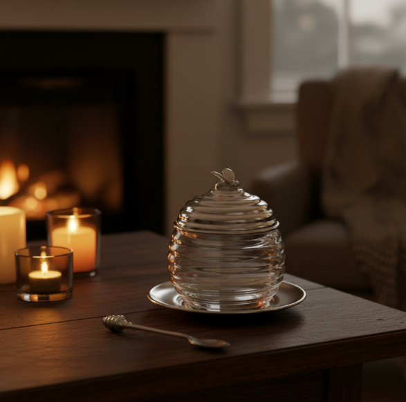 Silver and Pewter Gifts Honey Jar and Spoon - Thumbnail 2