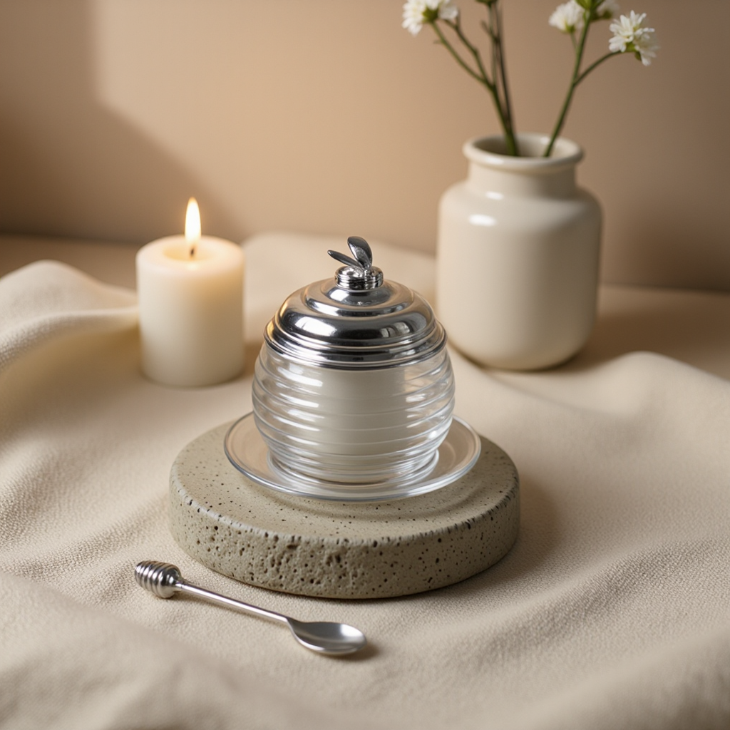 Silver and Pewter Gifts Honey Jar and Spoon