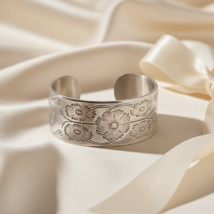 Flower of the Month Bracelet - October - Silver and Pewter Gifts
