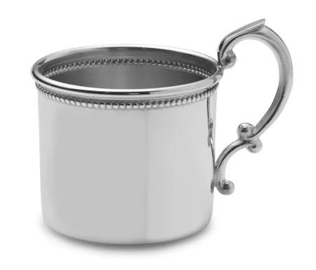 Empire Pewter Classic Beaded Baby Cup - Heirloom Quality 6 Oz Silver Cup