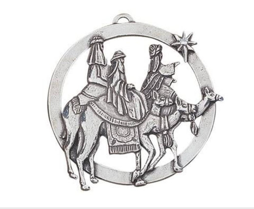 Three Kings ornament in detailed pewter design.