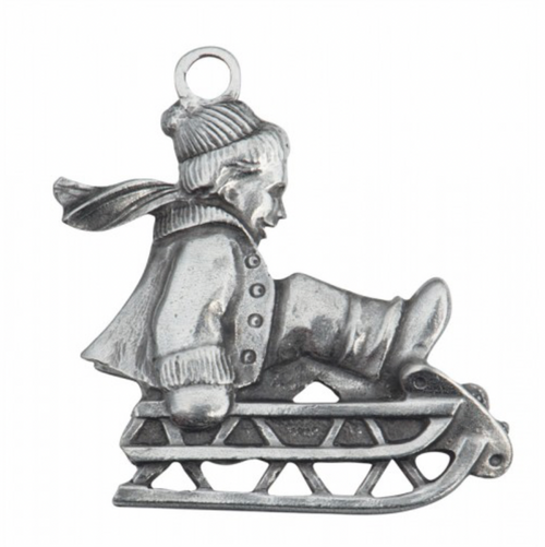 Child on a Sled Christmas Ornament