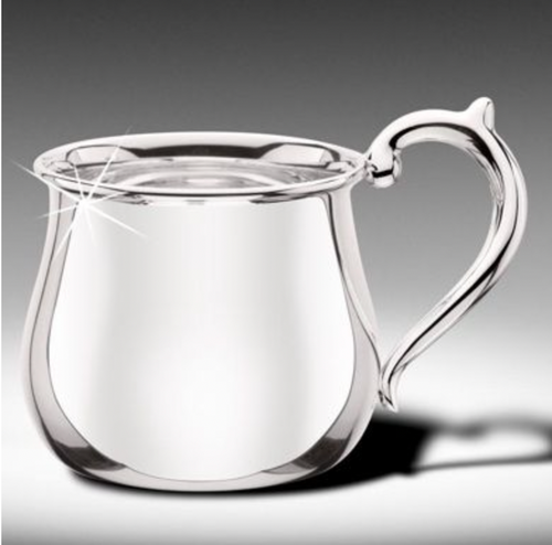 Sterling Silver Bulged Scroll Handle Baby Cup