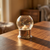 Pewter and glass globe lantern.