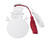 Silver plate snowman ornament with red tassel.