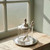 Pewter acorn knob jam jar with spoon.