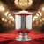 Pewter trophy cup with elegant handles.