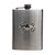 Stainless steel flask with pewter crab medallion.