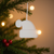 Santa hat ornament with white tassel, silver.