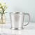 Pewter julep mug with stirrup handle.