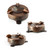 Copper ashtray with rugged strapwork and rivets.