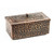 Handcrafted copper box with textured surface.