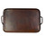 Hand-hammered copper tray with handles.