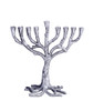 MENORAH METAL TREE OF LIFE RUST SILVER FINISH