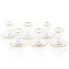 Glass Cup + Saucer Set Of 6 - Gold Rim
