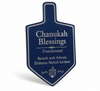 Dreidel card Silver On Blue - Transliterated - Small