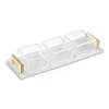 Set Of 3 Dip Holder W/Spoon - White / Gold