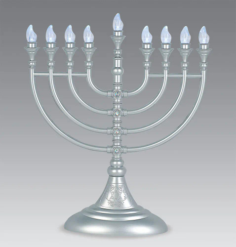 MENORAH LED BAT. OPERATED. CRYSTAL FLAKE