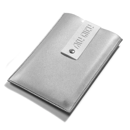 Rosh Hashana Card Simanim - Leather And Pouch Silver&White