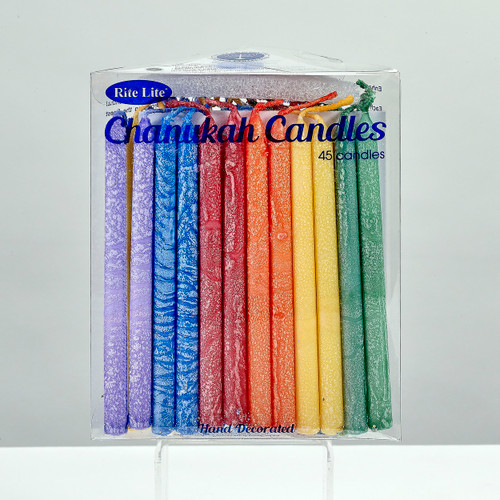 RL CHANUKAH CANDLES FROSTED HANDCRAFTED MULTI 45/BOX