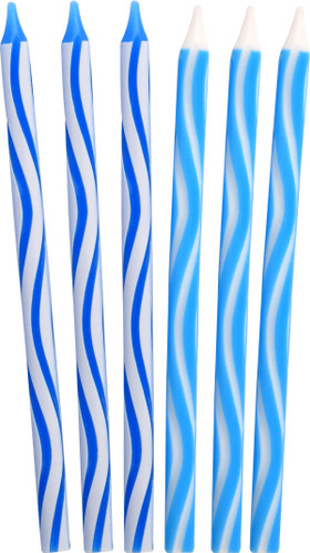 NM CHANUKAH CANDLES BLUE&WHITE WAVE ETCHED