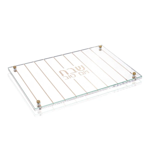 Challah Board Vertical - Lines Gold