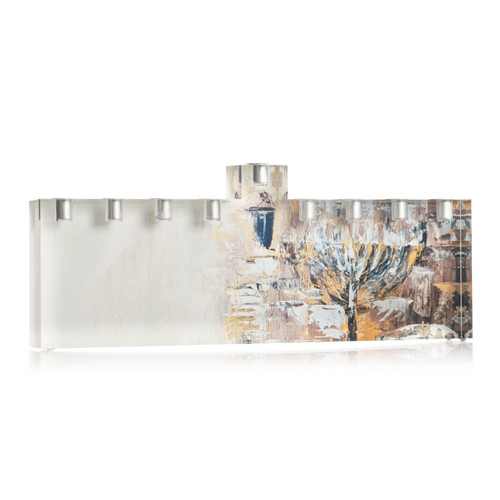Painted Menorah - Metal  - Fire-Safe Inserts