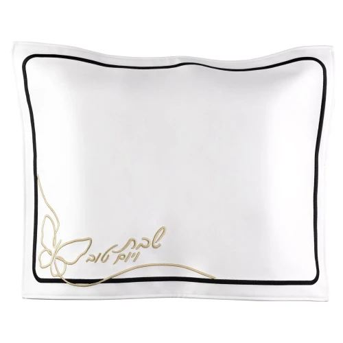 Challah Cover Pu-Leather - Butterfly Black & Gold
