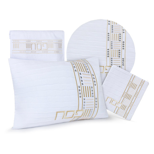 SEDER SET LINEN CROSSED LINES DESIGN - 691