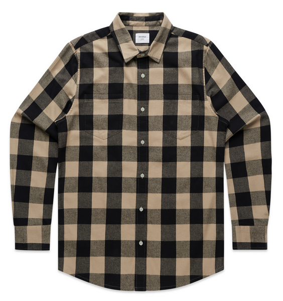 Mens Check Shirt - Black / Sand